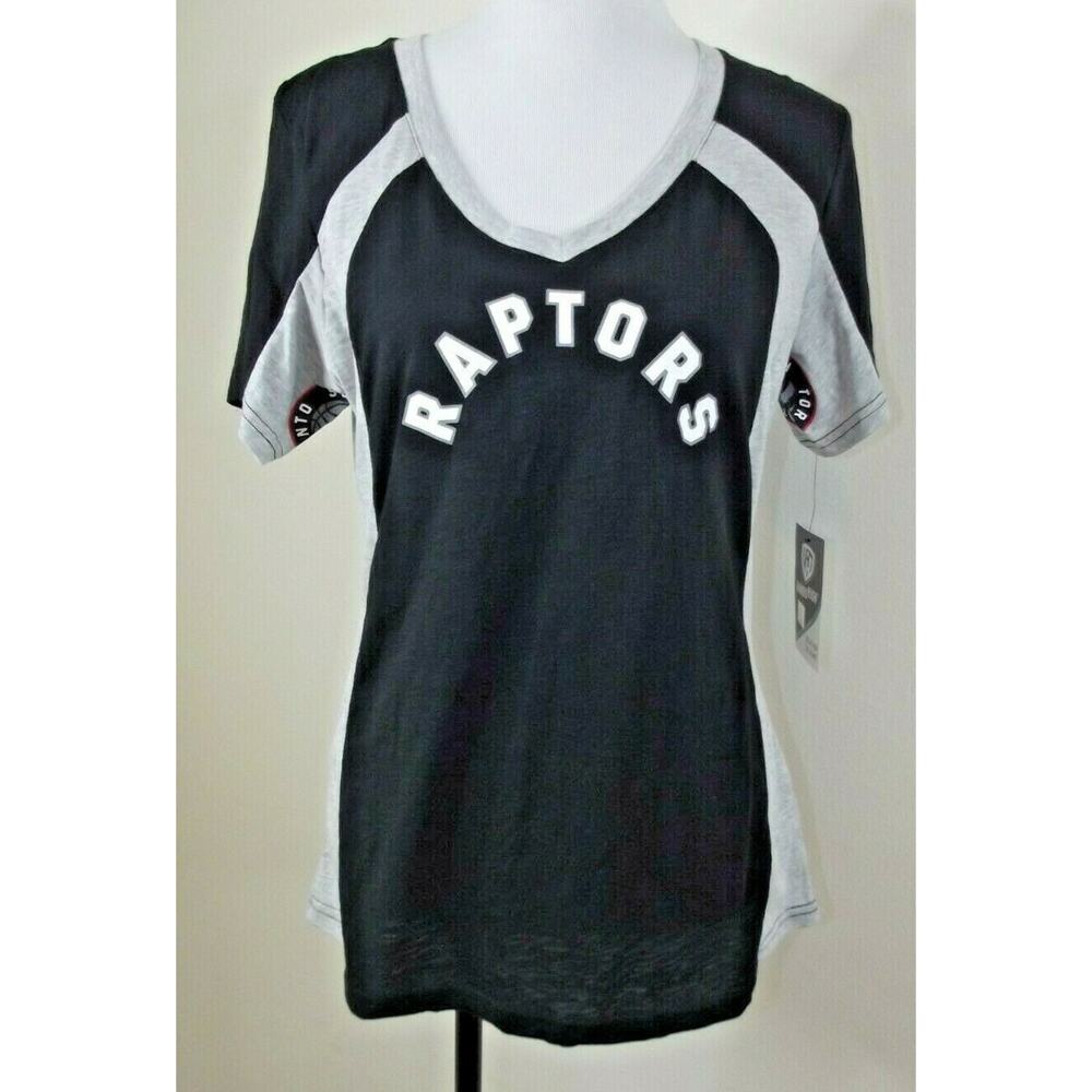 Toronto RAPTORS Womens V-NECK T-SHIRT - Size Large - Black Hands High NWT
